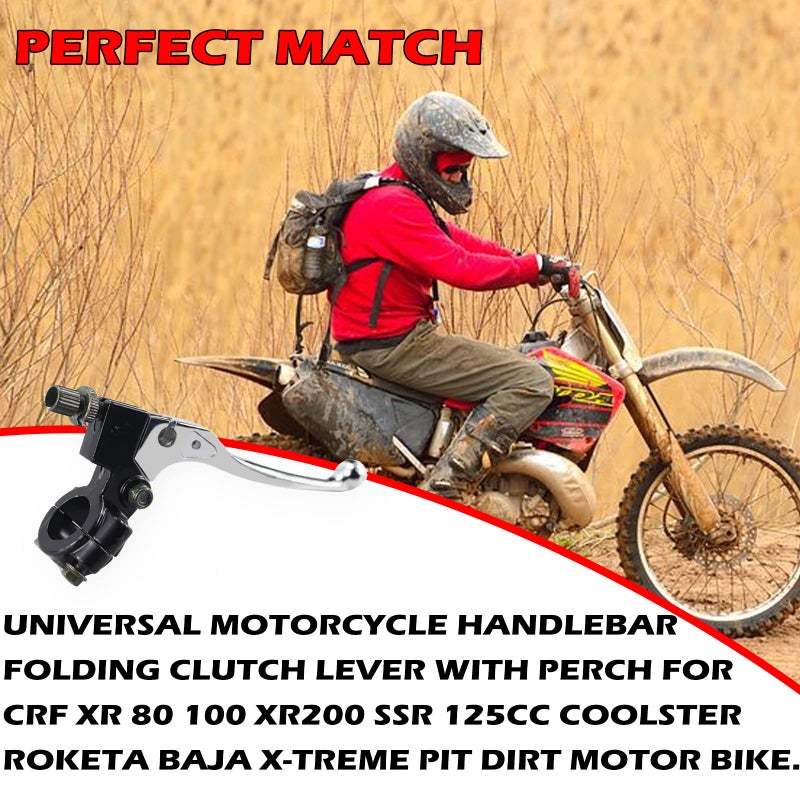 New Olym 7/8"" Brake Clutch Left Lever Universal Motorcycle Handlebar Folding Clutch Lever for CRF XR 80 100 XR200 SSR 125cc Coolster Roketa Baja Pit Dirt Motor Bike Motocross Parts Silver - Image 5